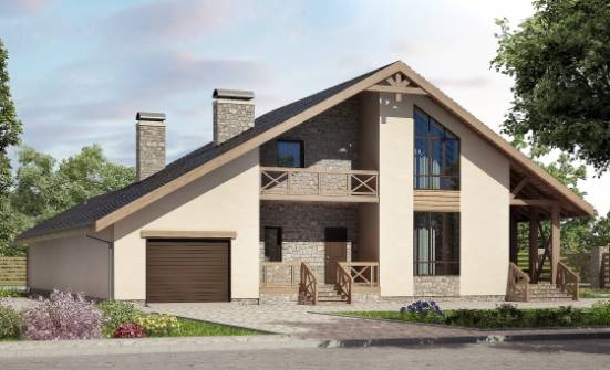 265-001-Л Проект двухэтажного дома с мансардой, гараж, классический загородный дом из пеноблока Сковородино | Проекты домов от House Expert