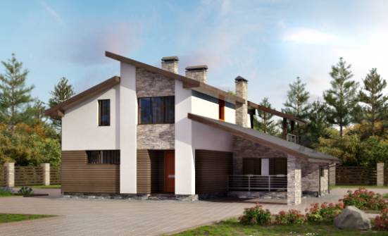 200-010-П Проект двухэтажного дома с мансардой, гараж, современный дом из пеноблока, Сковородино