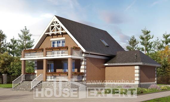 200-009-Л Проект трехэтажного дома с мансардой и гаражом, уютный домик из бризолита, Райчихинск