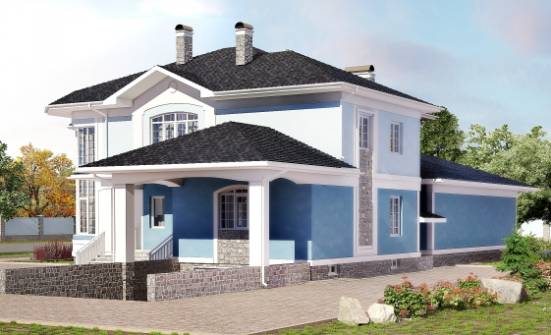 620-001-П Проект трехэтажного дома, гараж, классический коттедж из газобетона Свободный | Проекты домов от House Expert