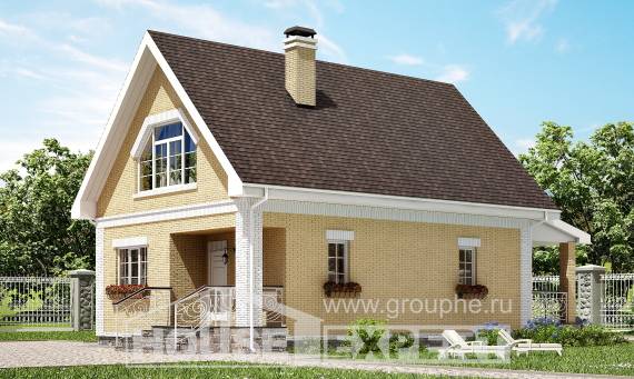 130-004-П Проект двухэтажного дома с мансардой, доступный коттедж из арболита Благовещенск, House Expert