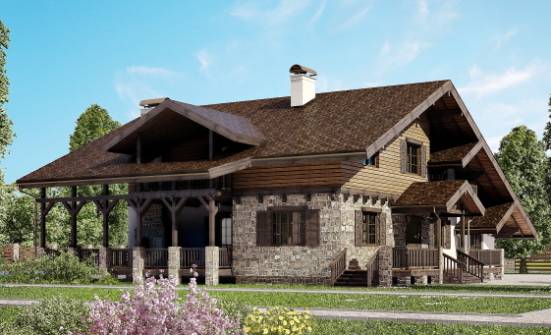 320-002-П Проект двухэтажного дома с мансардой, классический загородный дом из кирпича, Благовещенск