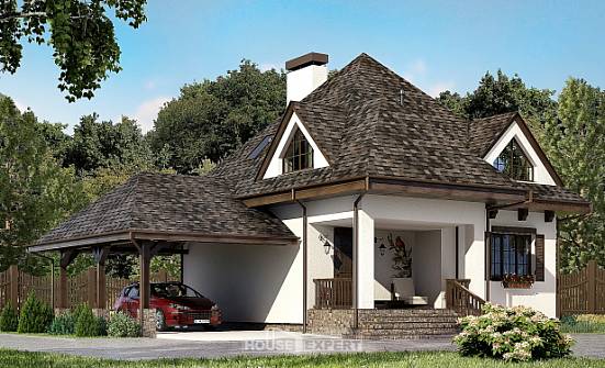 110-002-Л Проект двухэтажного дома мансардный этаж, гараж, доступный загородный дом из бризолита Свободный | Проекты домов от House Expert