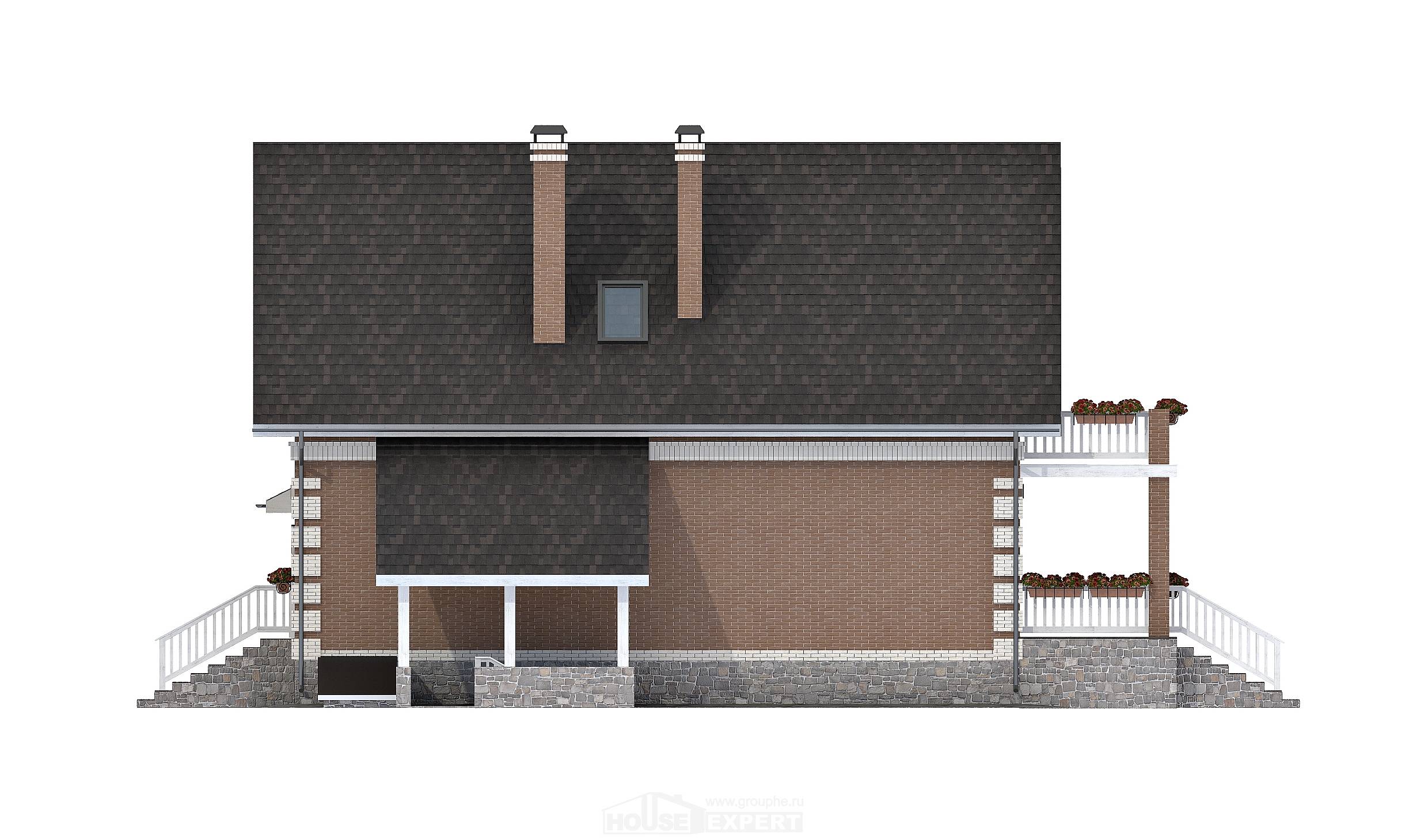 200-009-Л Проект трехэтажного дома мансардный этаж, гараж, красивый коттедж из бризолита, Сковородино