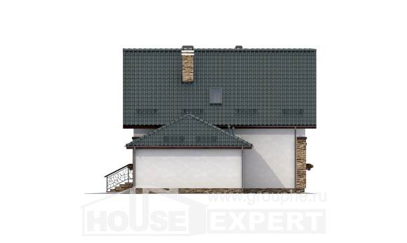 160-005-П Проект двухэтажного дома и гаражом, небольшой загородный дом из поризованных блоков, Шимановск