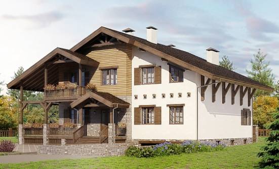 400-004-П Проект трехэтажного дома мансардный этаж и гаражом, огромный коттедж из кирпича Райчихинск | Проекты домов от House Expert