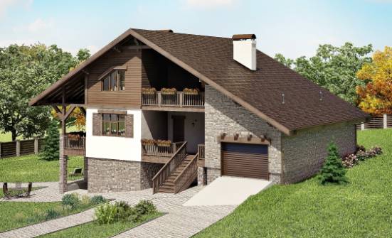 300-003-П Проект трехэтажного дома мансардный этаж и гаражом, классический домик из кирпича, Шимановск