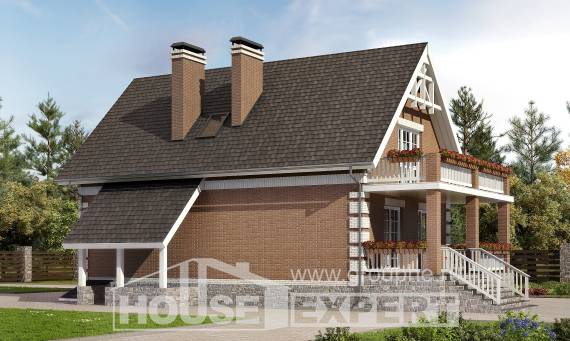 200-009-Л Проект трехэтажного дома с мансардным этажом и гаражом, уютный загородный дом из бризолита, Белогорск